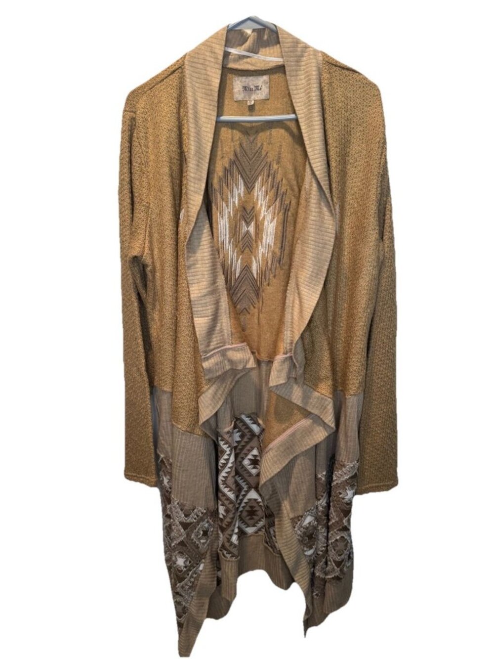 Miss Me Open Front Southwestern Womens Duster Cardigan Sweater XL